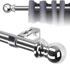 Curtain Pole with Round Finials, 76 to 221 cm Silver Curtain Rod with Brackets for sale  Shipping to South Africa