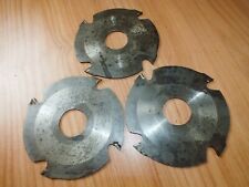 3 Vintage NLS Spindle Moulder Saw 1/8" Groove Cutter 5" Diameter 1 1/4" Bore for sale  Shipping to South Africa