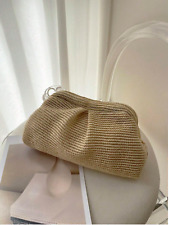 Beige Ruffled Woven Cloud Clutch Bag for sale  Shipping to South Africa