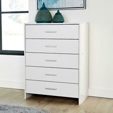 Chest of Drawers White Bedroom Furniture 5 Drawer Silver Handles Seconds for sale  Shipping to South Africa