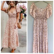 Maxi Vestido Free People Impreso Ellie M Gasa Neutral Algodón Bolsillos ahumados Boho segunda mano  Embacar hacia Argentina