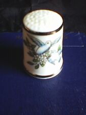 VINTAGE ROYAL WORCESTER THIMBLE - DOVE/ FLORAL SCENE - SILVER TONED RIM - BOXED, used for sale  CHELMSFORD