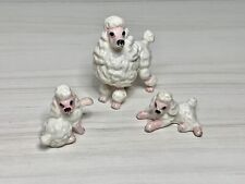 Conjunto de 3 estatuetas miniaturas vintage de porcelana óssea poodle branco família filhotes mãe comprar usado  Enviando para Brazil