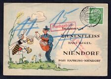 Postal publicitaria de granja de miel Hamm 1958 de Alemania. Apicultura. Dibujos animados segunda mano  Embacar hacia Argentina