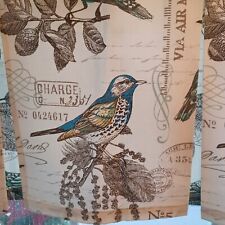 Turquoise Blue Birds Custom Pleated Rod Pocket Valance on Ivory Linen 68" x 14", used for sale  Shipping to South Africa