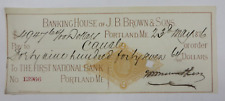 Usado, Cheque Cancelado Antigo 1876 PORTLAND, MAINE Casa Bancária Antigo com Selo de Receita comprar usado  Enviando para Brazil