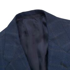 VTG 42 L Oxxford Clothes 100 % Worsted Cashmere Navy Blue Plaid Blazer Made USA for sale  Shipping to South Africa