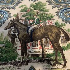 Valance Curtain HORSES Equestrian Woodgate Royal Blue Paisley CUSTOM 53 x 14" for sale  Shipping to South Africa