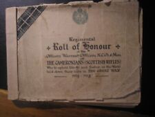 Cameronians roll honour for sale  SOUTHEND-ON-SEA
