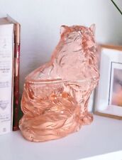 Estatueta de vidro rosa vintage persa gatinho gato frasco com tampa prato de doces 7,5"A x 7" L comprar usado  Enviando para Brazil