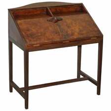 LOVELY HAND DYED BROWN LEATHER WRITING TABLE DESK OR BUREAU WITH TWIN DRAWERS for sale  PULBOROUGH
