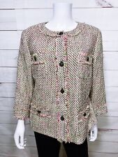 Jaqueta de tweed feminina Talbots tamanho 16 multicolorida bolsos com botões forrados, usado comprar usado  Enviando para Brazil
