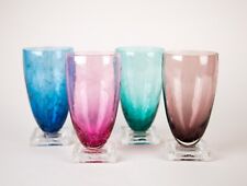 Stephen Smyers Multicolor Art Glass Footed Tumbler Goblet Glasses Set Signed for sale  Shipping to South Africa