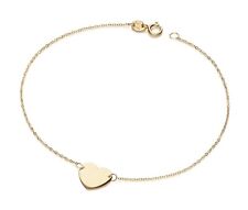 9ct Yellow Gold Dainty Ladies Heart Bracelet - 7.25 INCH for sale  Shipping to South Africa