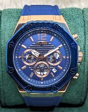 Incrível relógio de pulso masculino GUESS cronógrafo quartzo mostrador azul analógico pulseira de borracha, usado comprar usado  Enviando para Brazil