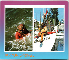 Cartão postal vintage exposição capacete mergulhador barco esponja Tarpon Springs Flórida comprar usado  Enviando para Brazil