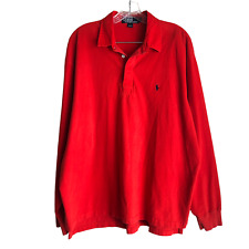 Usado, Camisa polo de rugby vintage para hombre talla L roja 100 % algodón larga slv segunda mano  Embacar hacia Argentina