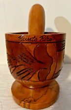 Mortero de madera y mortero de colección Puerto Rico Boricua Rican Pilon molinillo tallado a mano segunda mano  Embacar hacia Argentina