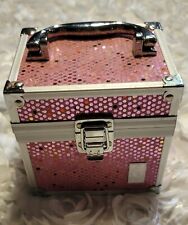 Caboodles small Makeup Hinged Train Case Pink Sequins w/ Silver Mirror EUC for sale  Panama