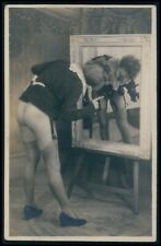 French full nude woman Butt mirror Grundworth original old c1925 photo postcard, used for sale  Shipping to South Africa