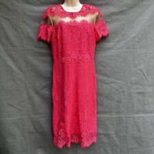 Usado, Vestido justo Mikael Aghal rosa renda transparente manga curta coquetel formal tamanho 10 comprar usado  Enviando para Brazil