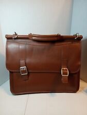 Samsonite Brown Cognac Leather Laptop Messenger Flap over Bag 16”  for sale  Shipping to South Africa