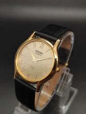 Relógio de pulso masculino japonês Seiko fino quartzo ouro face figura romana pulseira preta, usado comprar usado  Enviando para Brazil