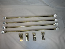 Set 4 Shiny Gold Metal Curtain Rods with Acrylic Cut Crystal Ball Finials to 45" for sale  Shipping to South Africa
