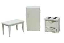 Casa de bonecas cozinha móveis de madeira branco mesa fogão geladeira vintage comprar usado  Enviando para Brazil