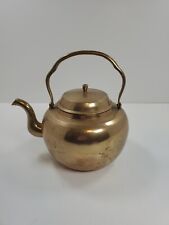 Vintage Brass Tea Kettle Made in Korea Decorative Folding Handle and Lid 5.5", used for sale  Shipping to South Africa