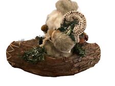 Rustic Woodsman Santa in Canoe Fly-Fishing Figurine Large 11x5x16” for sale  Shipping to South Africa