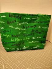 Bolsa tote de algodão verde francesa feita à mão, zíper e 3 bolsos, Bonjour!! Au revoir!, usado comprar usado  Enviando para Brazil