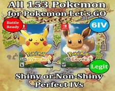 Pokemon Let's Go Pikachu & Eevee - Pokedex Completo Brilhante - TODOS 153 + (6IV/Max/AVs)  comprar usado  Enviando para Brazil