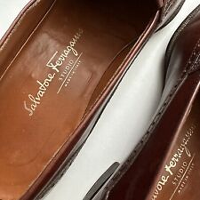 Vintage Salvatore Ferragamo Studio Mens Loafers Brown Leather Shoes 8D ITALIAN for sale  Shipping to South Africa