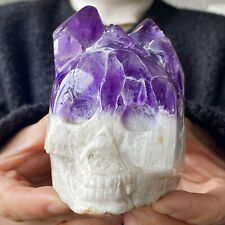 1,43 lb ametista natural esculpida à mão crânio cristal cura reiki comprar usado  Enviando para Brazil