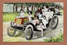 Comuna infantil. Viagem de carro velho bebê nu. Cartão postal antigo da década de 1910 comprar usado  Enviando para Brazil