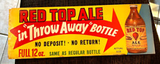 GRAPHIC RED TOP ALE CARDBOARD BEER SIGN NOW IN THROW AWAY BOTTLE CINCINNATI OH for sale  Shipping to South Africa