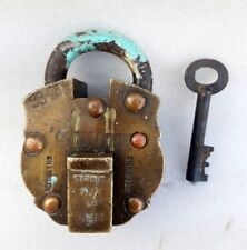 Used, Antique Old Rare Solid Brass Copper Iron Push Button Tricky System Heavy Padlock for sale  Shipping to South Africa