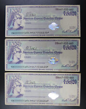 Usado, American Express Travellers Cheque $20 Lote de 3 notas consecutivas estado XF comprar usado  Enviando para Brazil