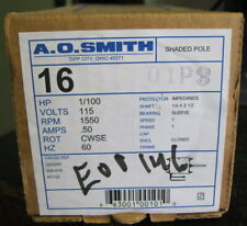 Used, A.O. Smith 16 1/100 HP Shaded Pole Motor 1550 RPM 115V for sale  Shipping to South Africa