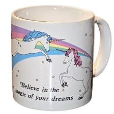 Usado, Taza de café vintage Russ Berrie unicornio cree en la magia de tus sueños años 80 segunda mano  Embacar hacia Argentina