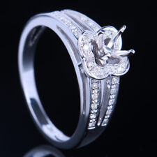 Anel fino de casamento semi-montagem diamante venda ouro branco 10k sólido corte redondo 4,5 mm comprar usado  Enviando para Brazil