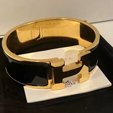 Usado, Pulseira Hermes Clic Clac H esmalte preto com ouro  comprar usado  Enviando para Brazil