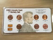 1982 Lincoln Cent 7 Coin Variety Set; BU; in Plastic Sleeve with Descrip. Card for sale  Fall Branch