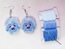 Blue pansy earrings for sale  UK