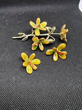 Michael Michaud Cymbidium Orchid Brooch and Earring set Silver Seasons for sale  Shipping to South Africa