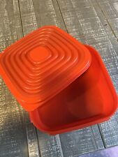 Recipiente quadrado vintage Tupperware #16191-1Modular Mates com tampa laranja vermelho comprar usado  Enviando para Brazil
