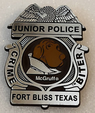 Vintage Junior Police Badge Fort Bliss Texas McGruff Crime Dog Plastic Rare for sale  Shipping to South Africa