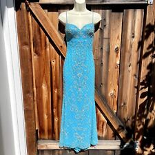 Claire's Collection Blue Beaded Formal Pageant Gown Long Dress & Jacket Prom XS for sale  Shipping to South Africa