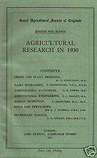 Agricultural research 1930 for sale  SALISBURY